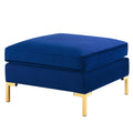 Blue Navy Velvet Accent Chair Ottoman O75379