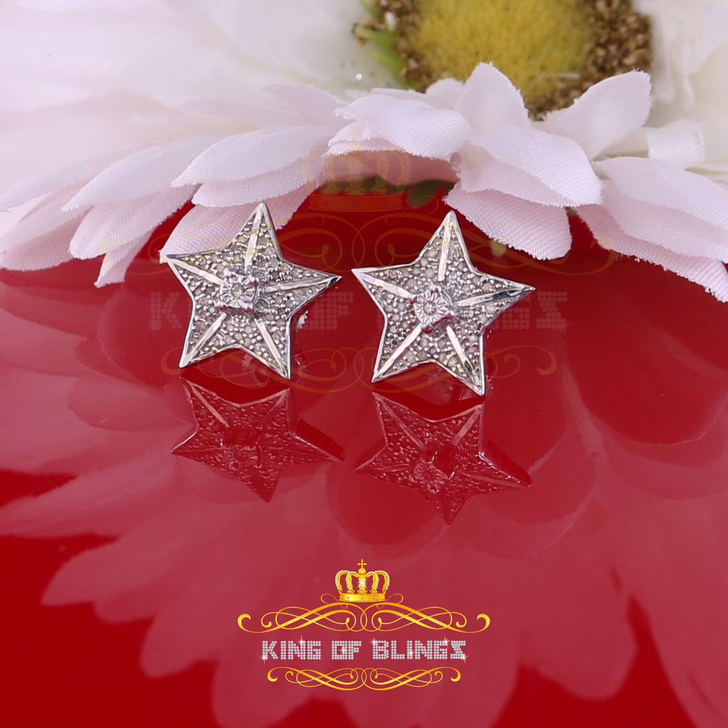 925 Sterling Silver Diamond Stud Star Earrings S8284
