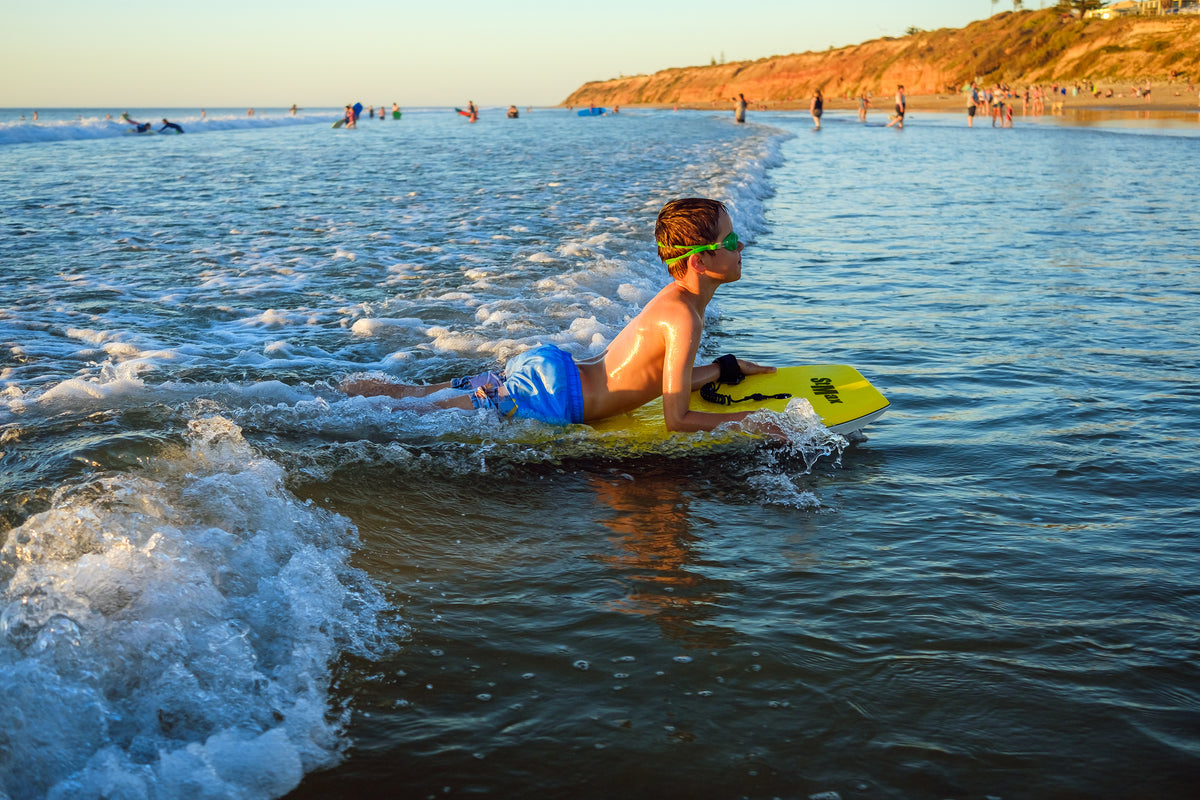 Yellow 34 Inch EPS Core Bodyboard with Wrist Leash P115