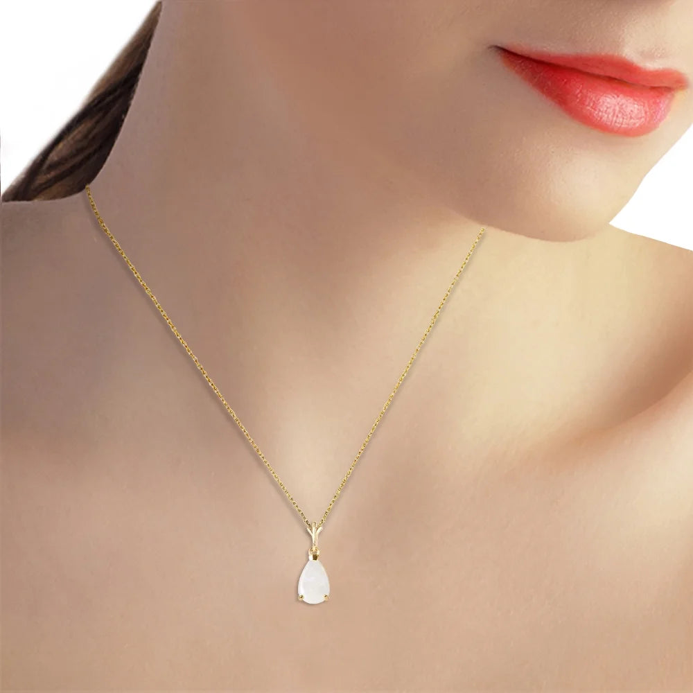 14k 20" Solid Yellow Gold Drop Pendant Necklace with Pear Shape 0.77 Carat Natural Vibrant O5671