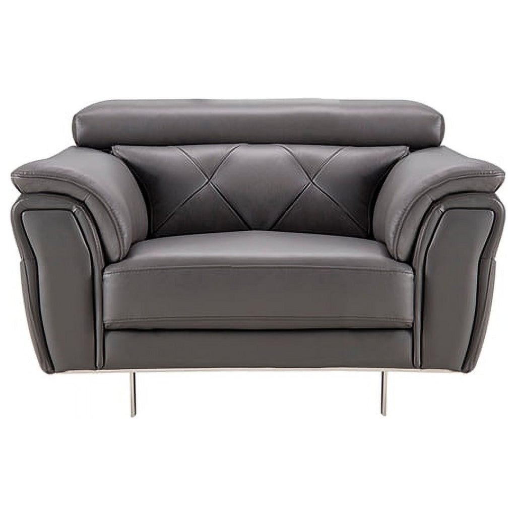 Dark Gray Italian Leather Chair U149039