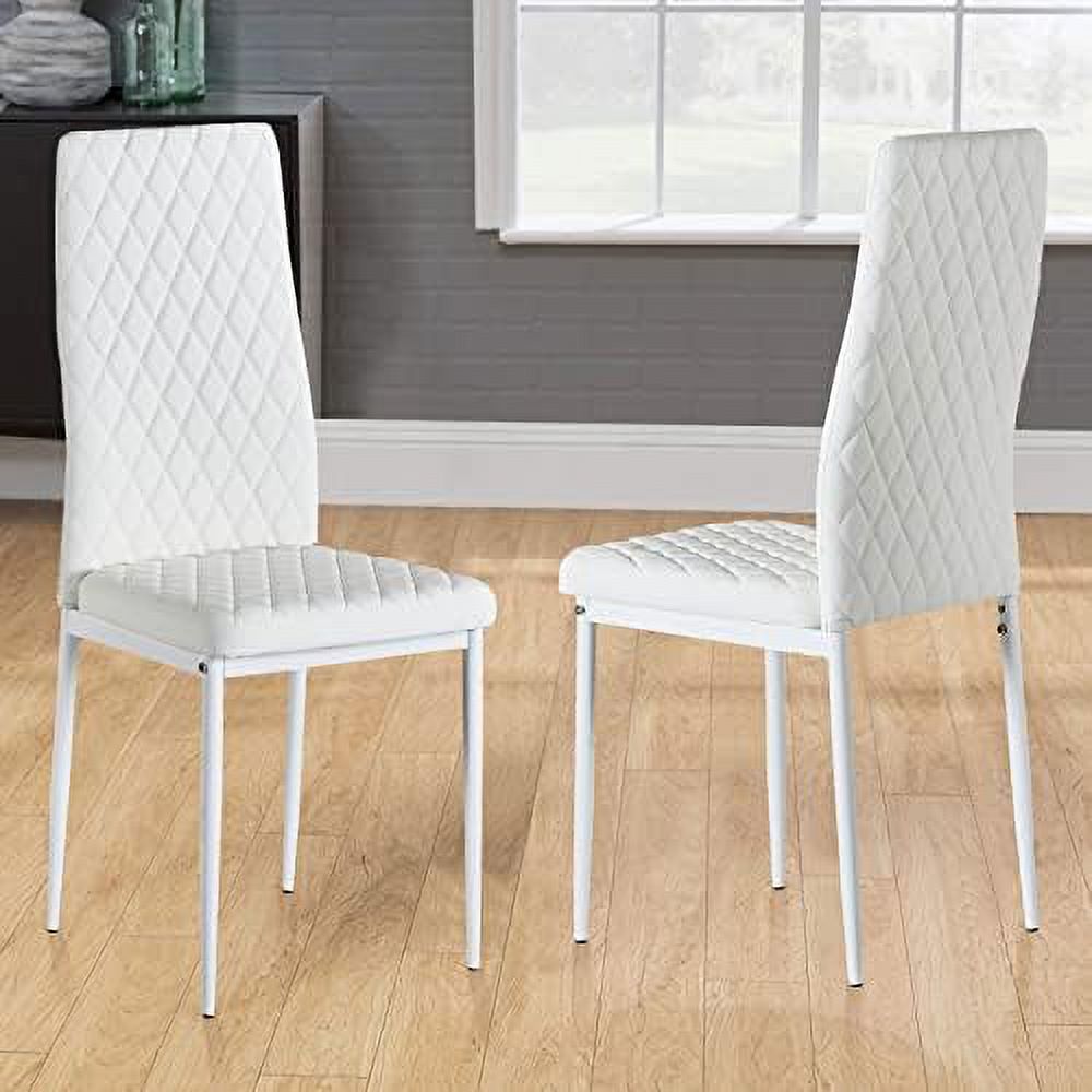 White PU Leather Upholstered Dining Chairs Set of 6 C72149