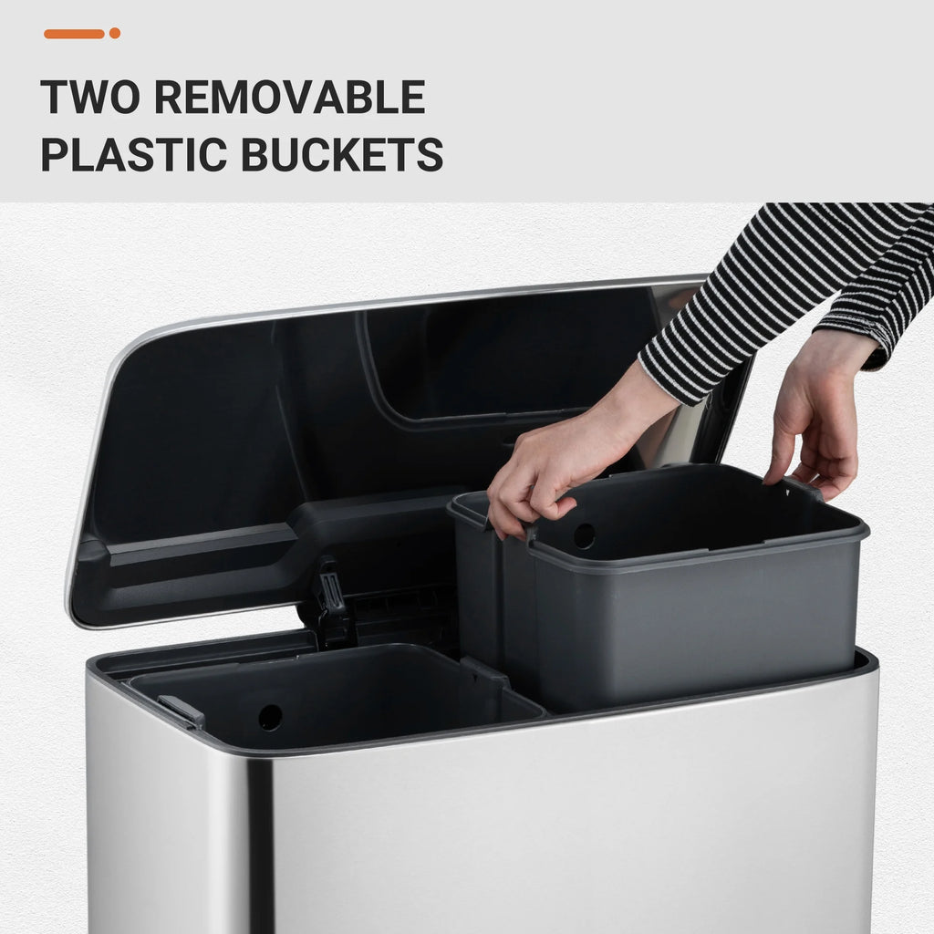 9.5 Gallon Dual Compartment Step-On Kitchen Trash Can U5544