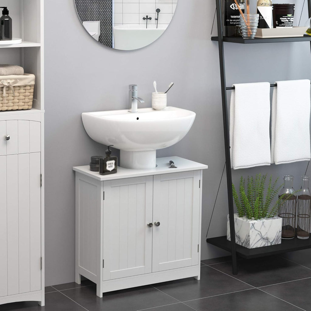 White Pedestal Sink Bathroom Vanity Cabinet M124584