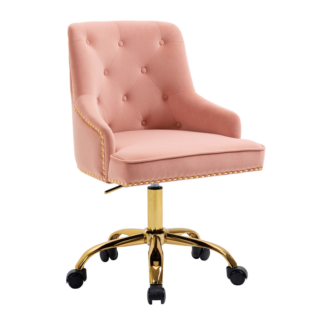 Velvet Vanity Chair with Tufted Button, Swivel Height-Adjustable Seat M853