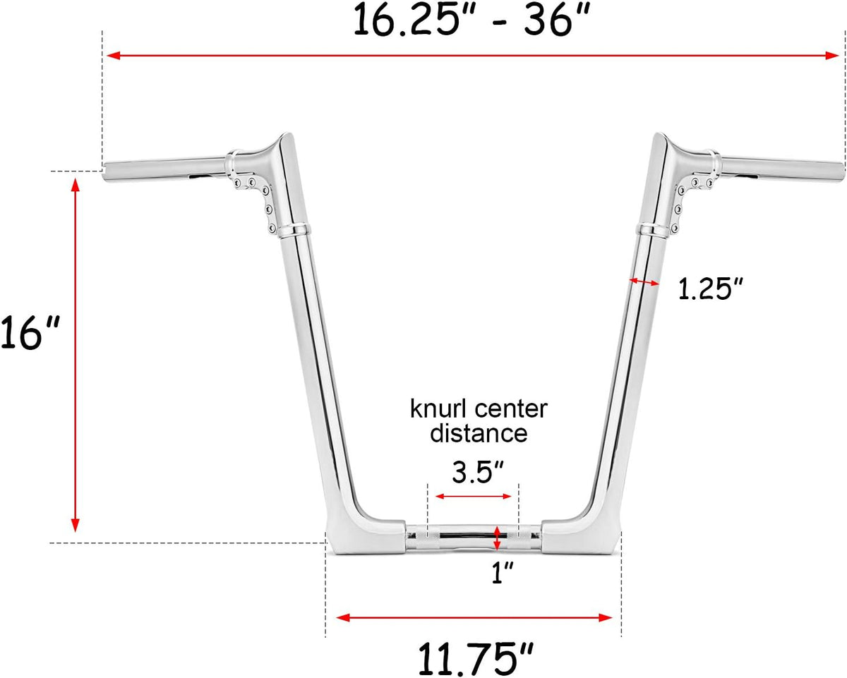 16" Rise Adjustable Ape Hanger Handlebar V714