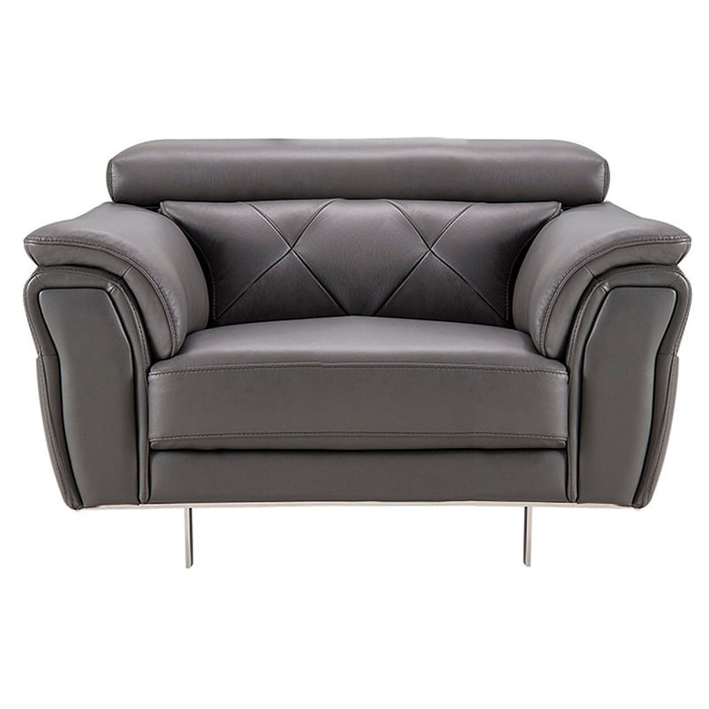 Dark Gray Italian Leather Chair U149039