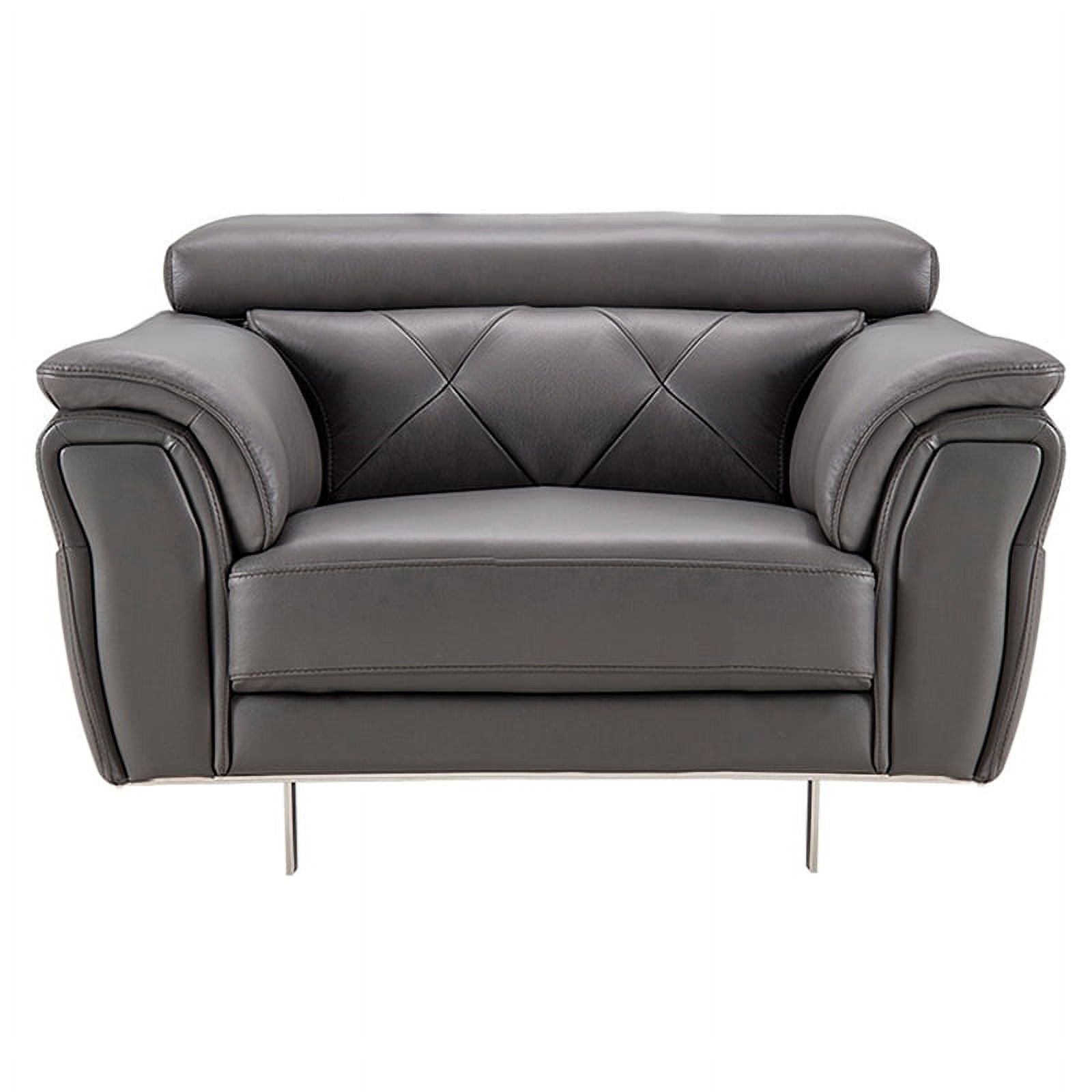 Dark Gray Italian Leather Chair U149039
