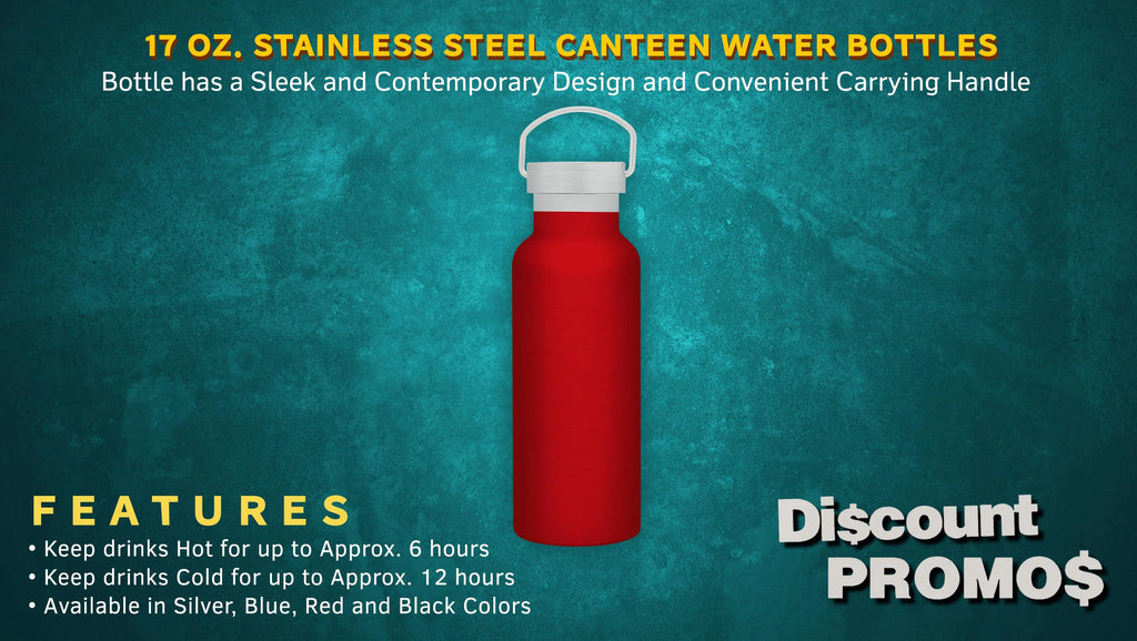 Red 17 oz Stainless Steel Canteen Water Bottles Set U491060