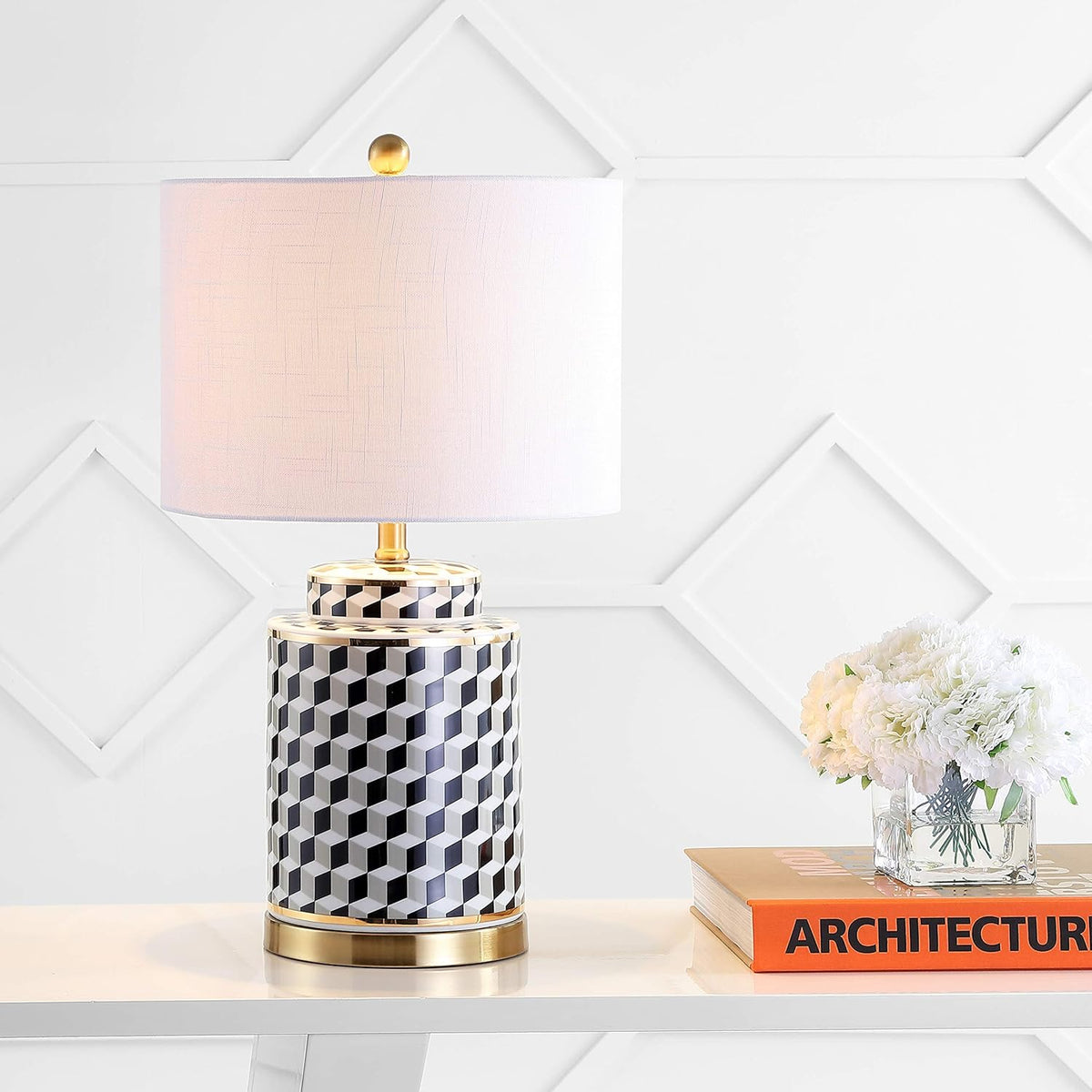 Black/White Ceramic/Metal LED Table Lamp Z78101