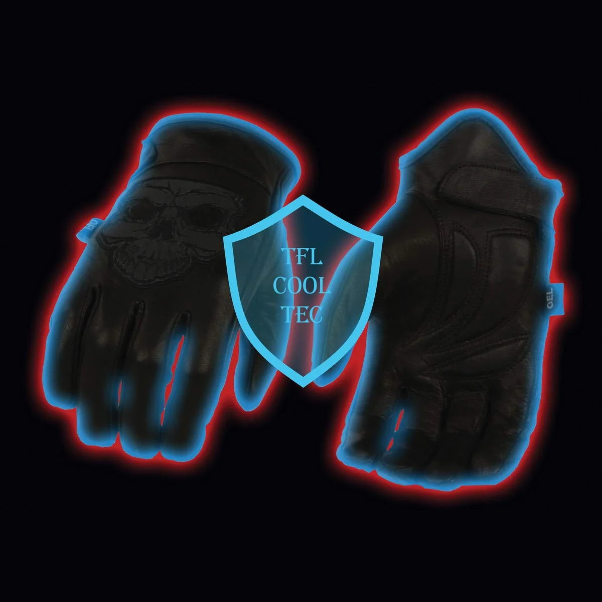 Black Leather Motorcycle Hand Gloves with Gel Padded Palm 2X-Large S284