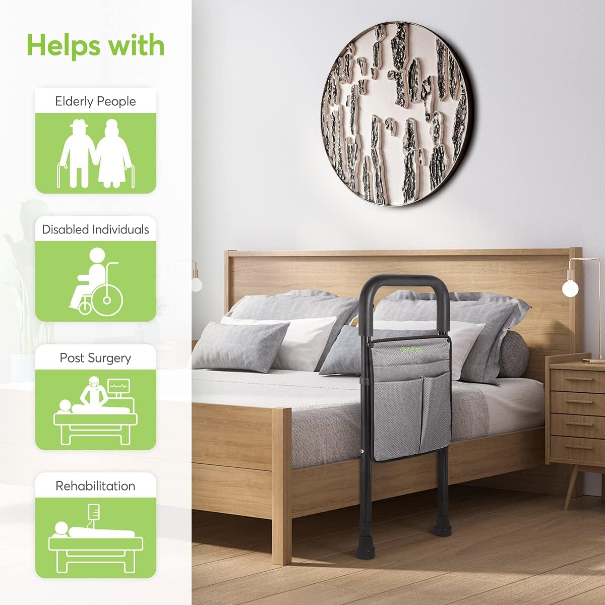 Adjustable Bed Rail with Storage Pocket B250