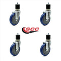 5x22 Blue Polyurethane Swivel Caster with Expanding Stem, Set of 4 S558572
