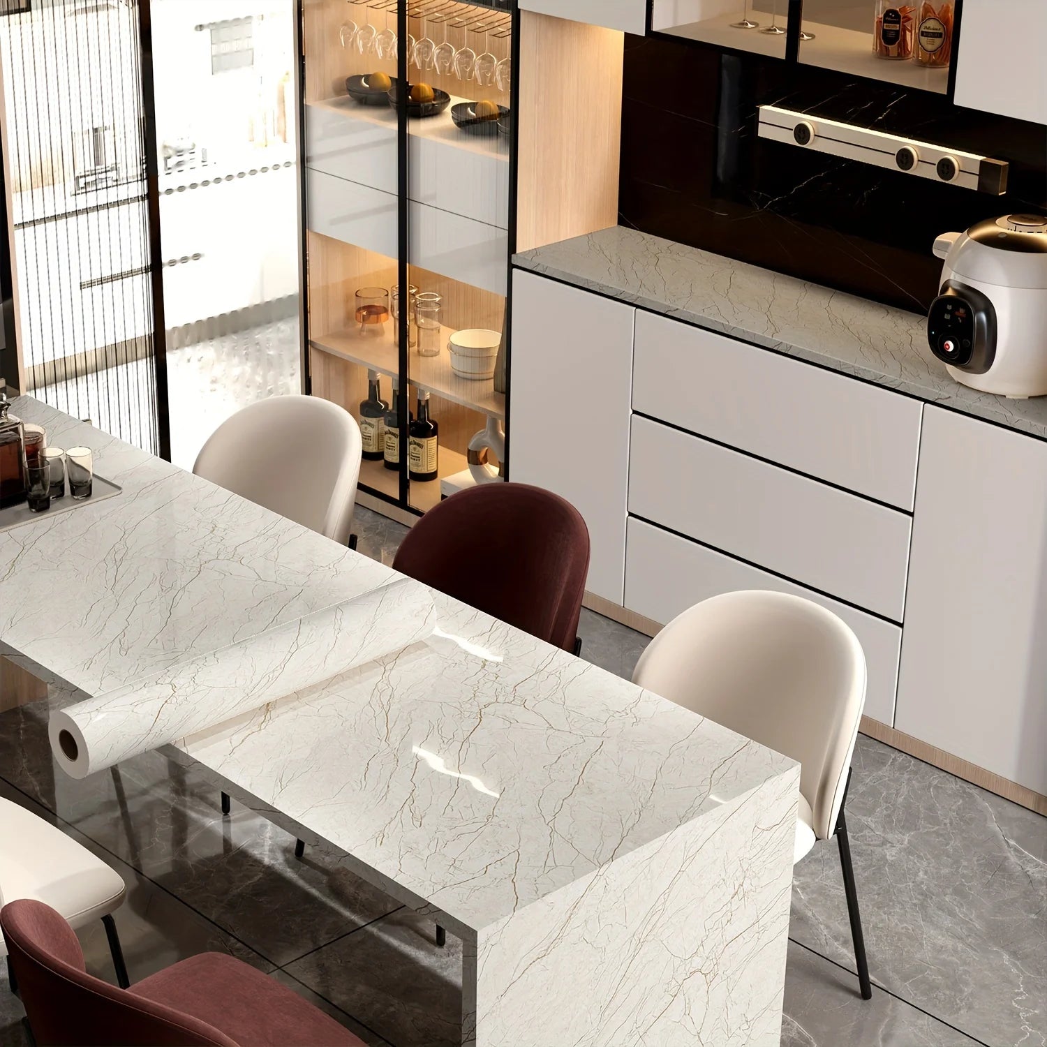 Glossy Film Marble Wallpaper Peel And Stick M37673