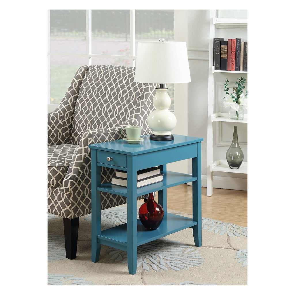 3 Tier End Table with Drawer Blue A610622