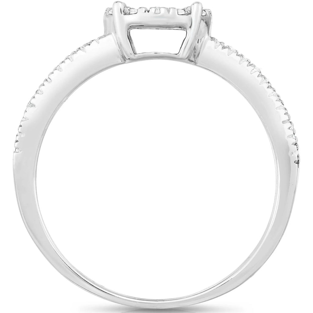 Silver Engagement Ring with Single-Cut Diamonds X4209