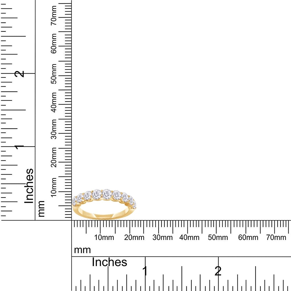0.86 Carat Round Cut Lab Created Moissanite Half Eternity Wedding Band Ring In 14K Yellow Gold Over Sterling Silver Size 7 R61929