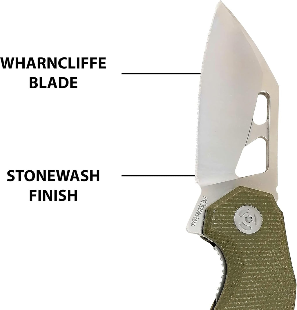 OD Green Folding Pocket Knife VG10 Stainless Steel 2.75 Blade Wharncliffe Textured G10 Scales Liner Lock Flipper T5501
