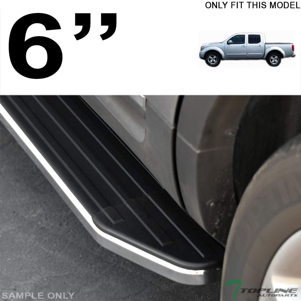 Black With Chrome Trim Aluminum Side Step Rail Running Boards For Nissan Frontier Crew Cab R1712