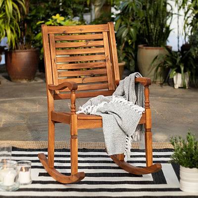 Brown Acacia Wood Rocking Chair W5467