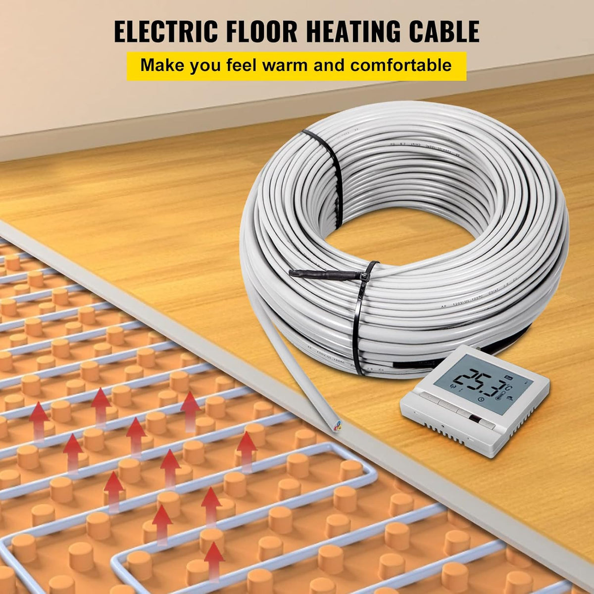 75 Square Feet Floor Heating Cable with Temperature Control Panel N986242
