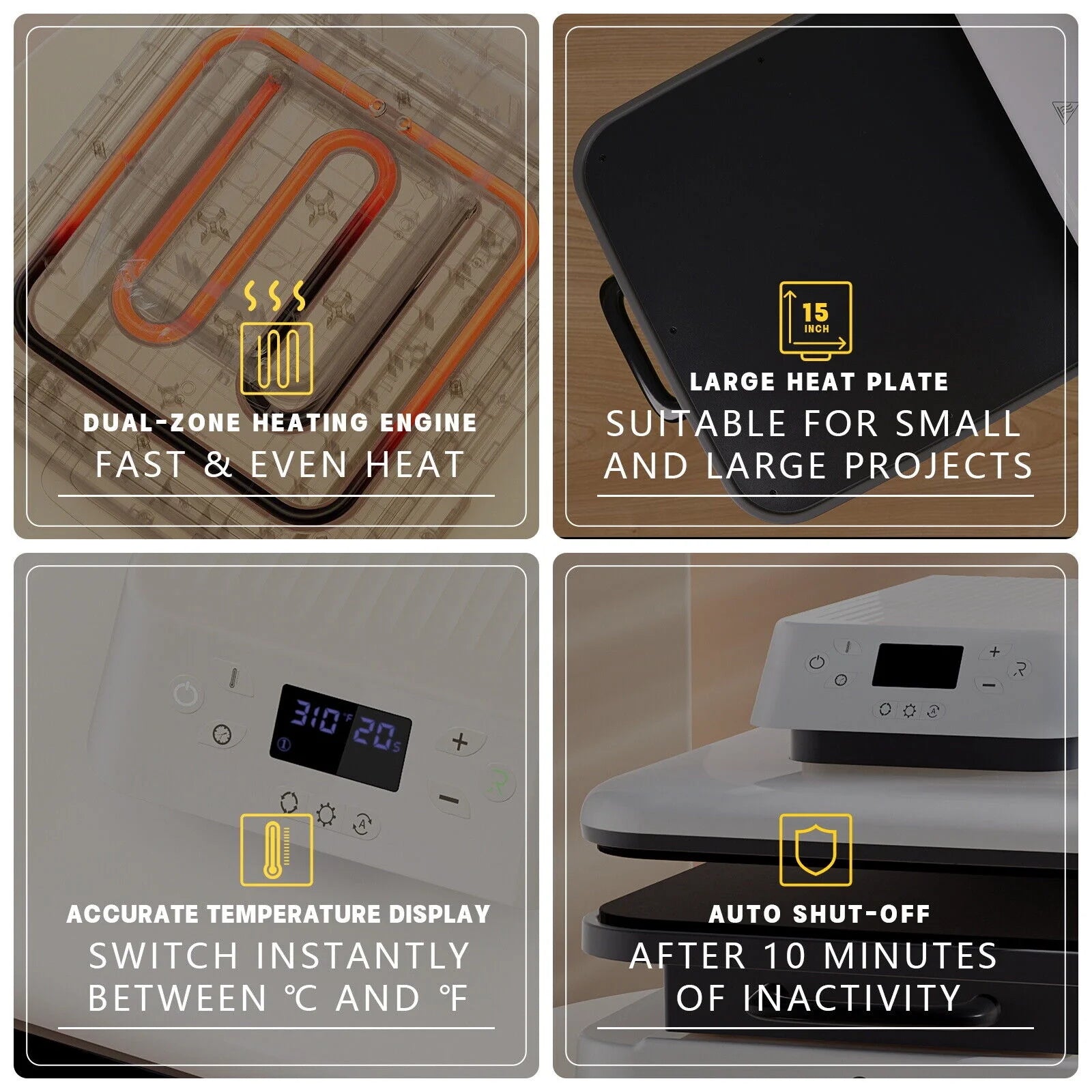 1500W 15"x15" White Auto Heat Press Machine K7474