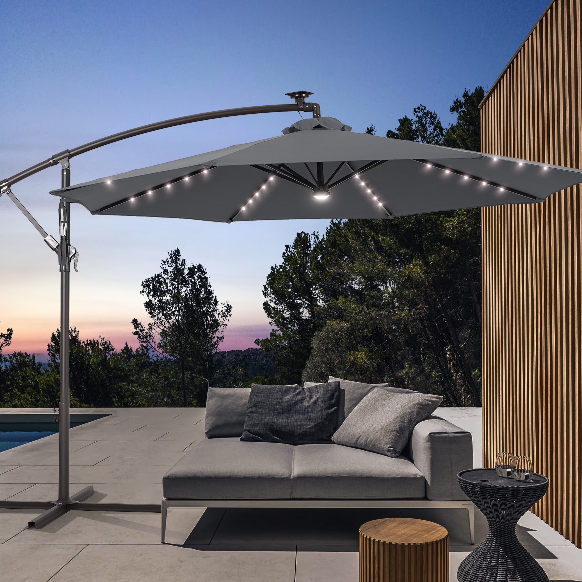 Gray Offset Patio Umbrella D495767