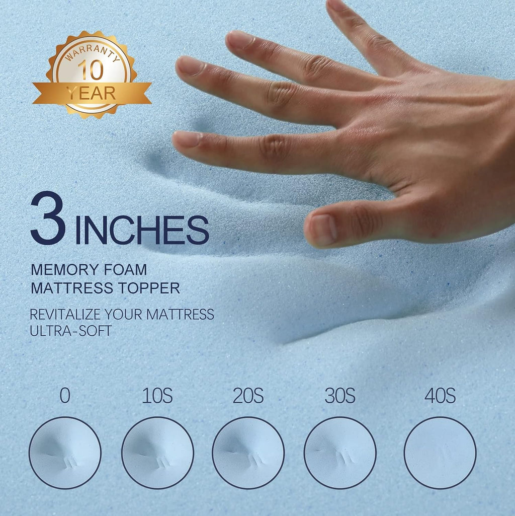 3 Inch Gel Memory Foam Mattress Topper California King Size with Bamboo Cover J984166