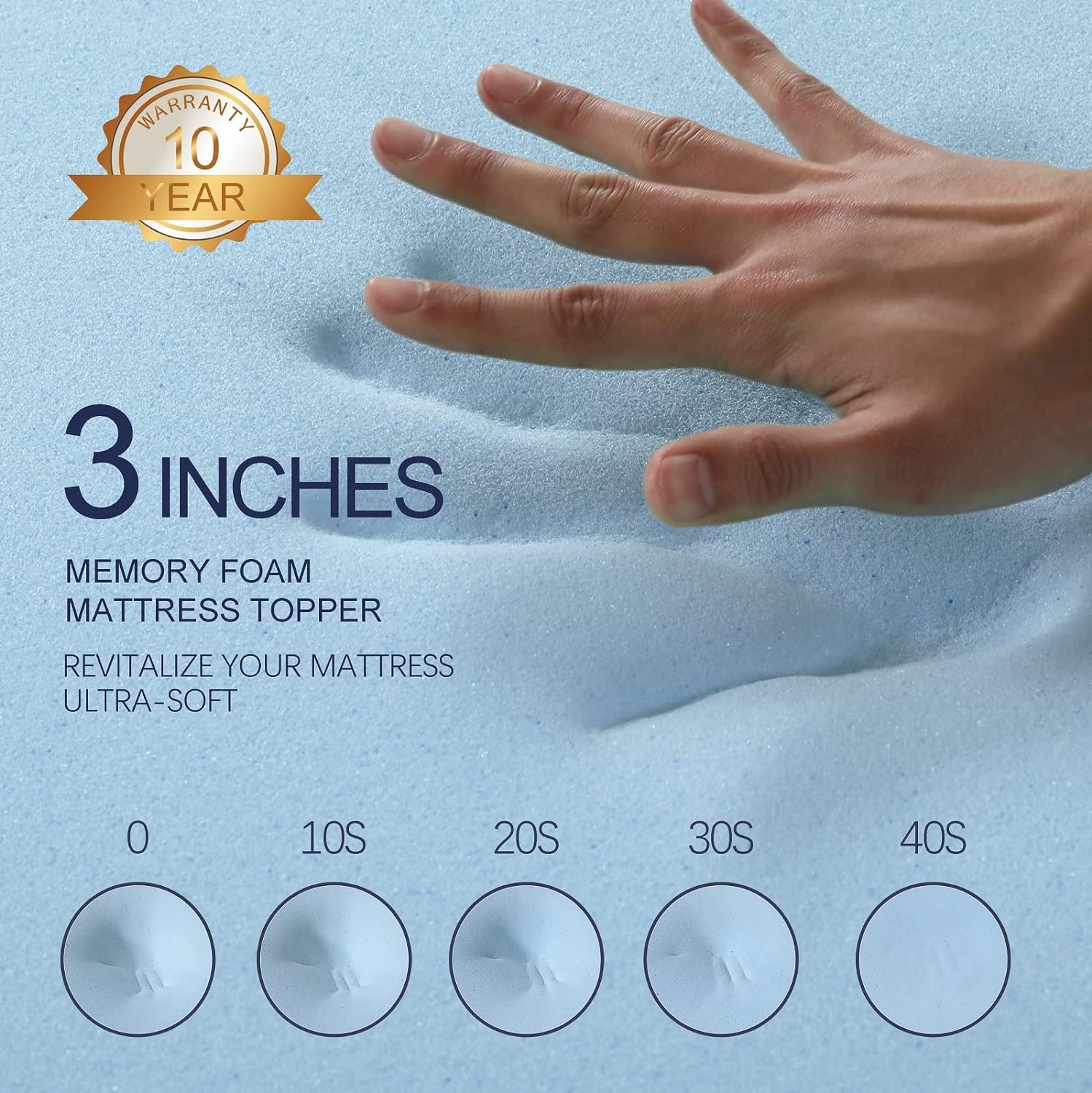 3 Inch Gel Memory Foam Mattress Topper California King Size with Bamboo Cover J984166