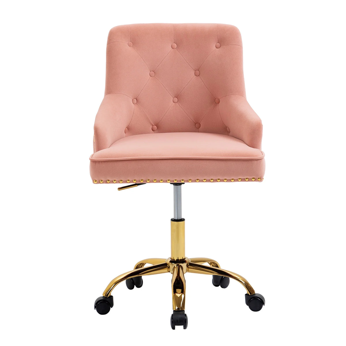 Velvet Vanity Chair with Tufted Button, Swivel Height-Adjustable Seat M853