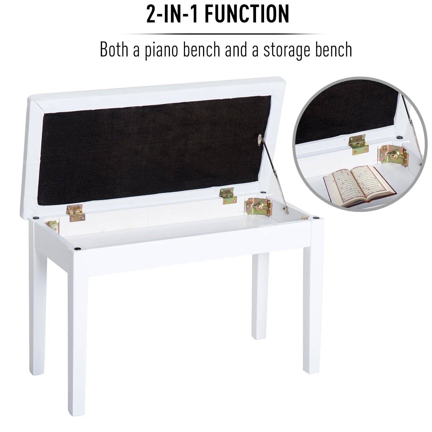 Birchwood Faux Leather Padded 2 Person Piano Bench B8349
