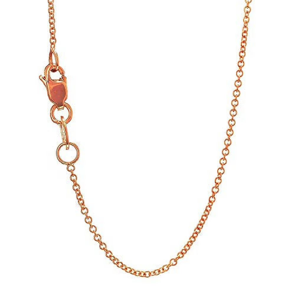 14k Solid Rose Gold 0.7 mm Round Cable Chain Necklace, Lobster Claw Clasp, 20 Inches V830354