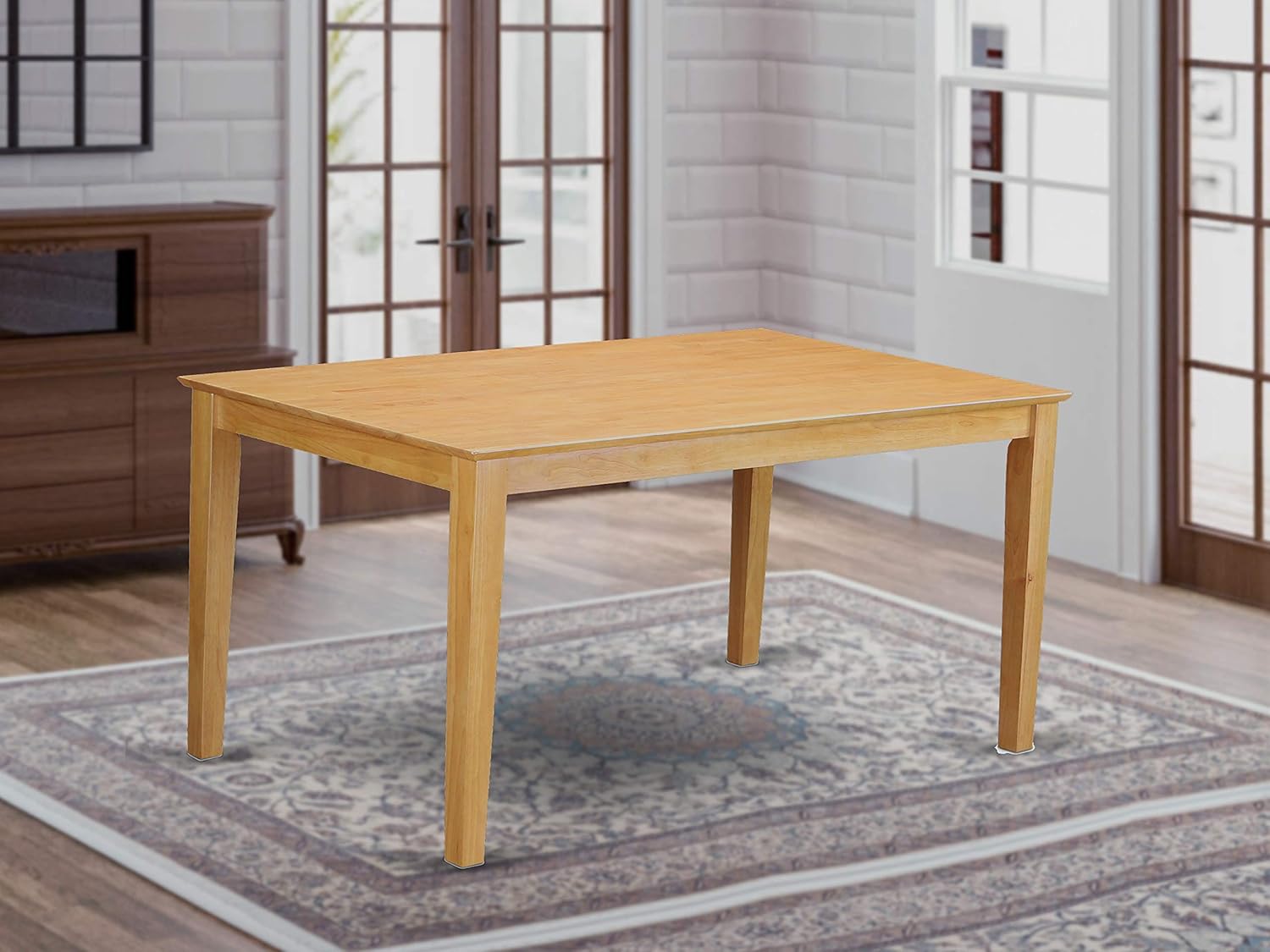 Rectangular Dining Table with Solid Wood Top B5364