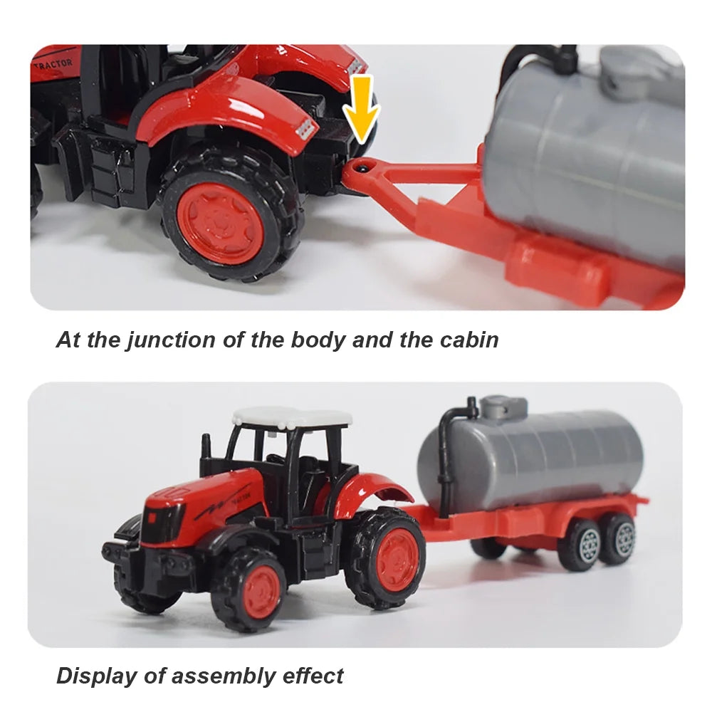 3 Pieces Die-Cast Metal Toy Farm Tractors Truck and Trailers Set S891888
