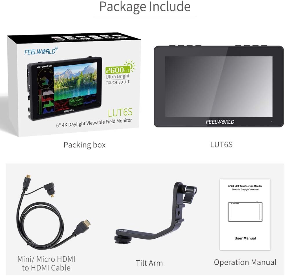 6 Inch 2600nits Touch Screen Field Monitor with 3G-SDI 4K HDMI Input Output T8589