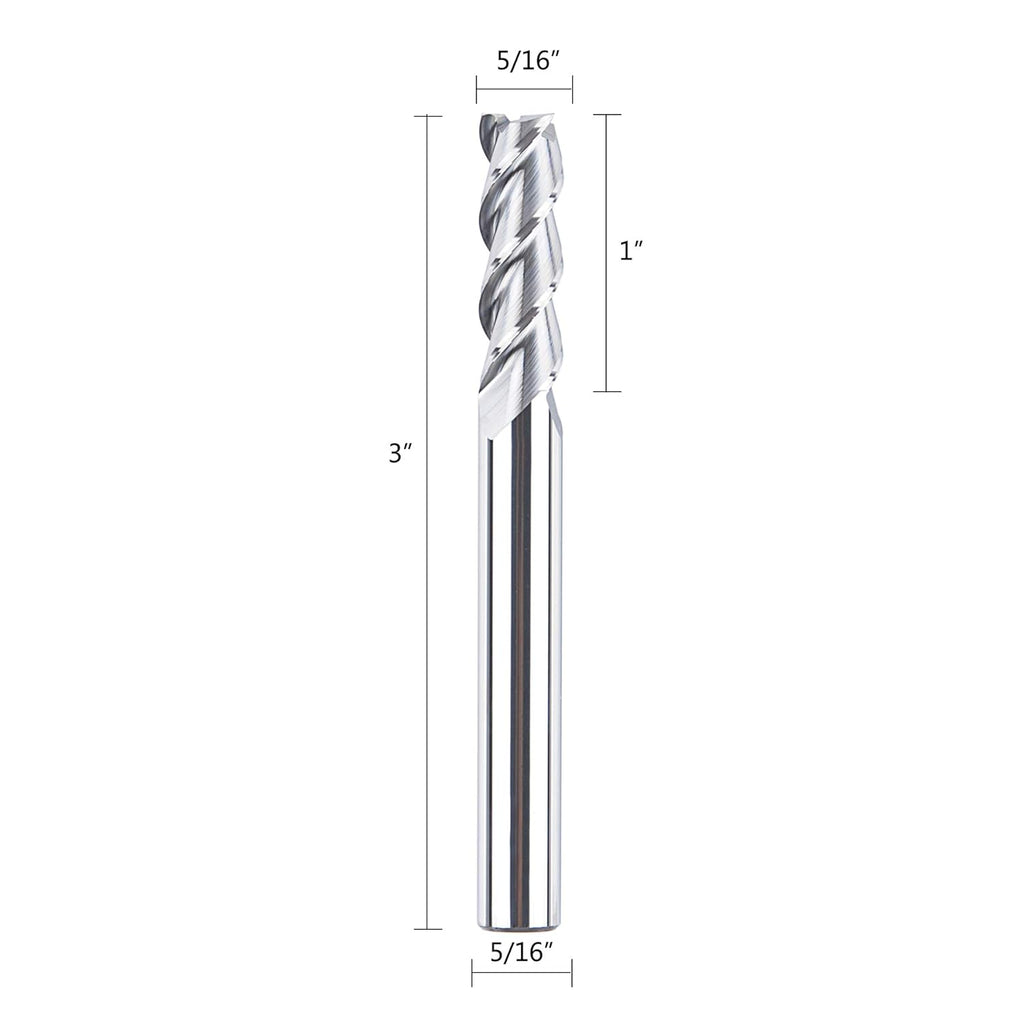 5/16 Diameter 3 Flutes Carbide End Mill CNC Router Bits, 5PCS/Pack Q38879