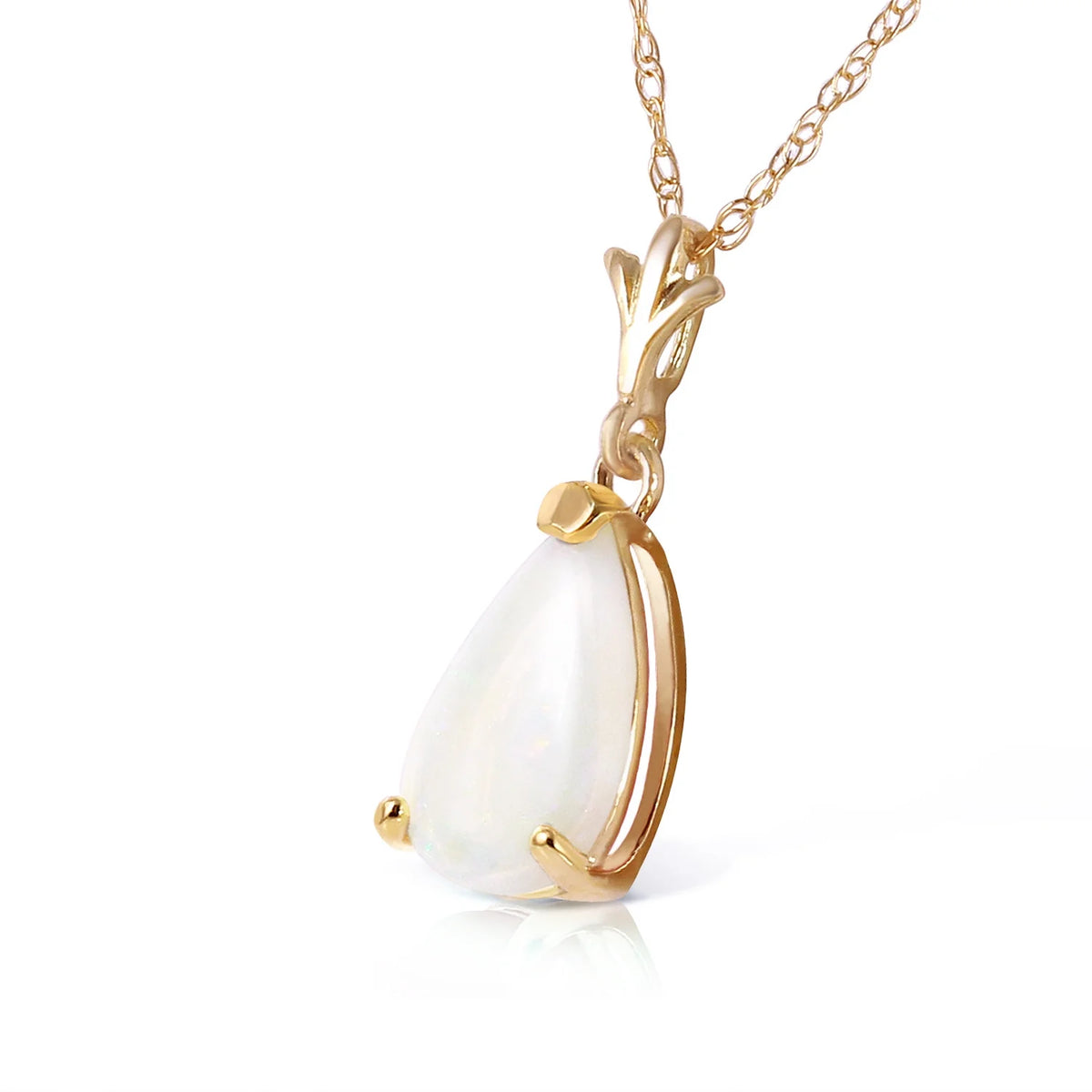 14k 20" Solid Yellow Gold Drop Pendant Necklace with Pear Shape 0.77 Carat Natural Vibrant O5671
