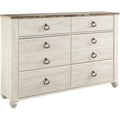 6 Drawer Whitewash Double Dresser L561