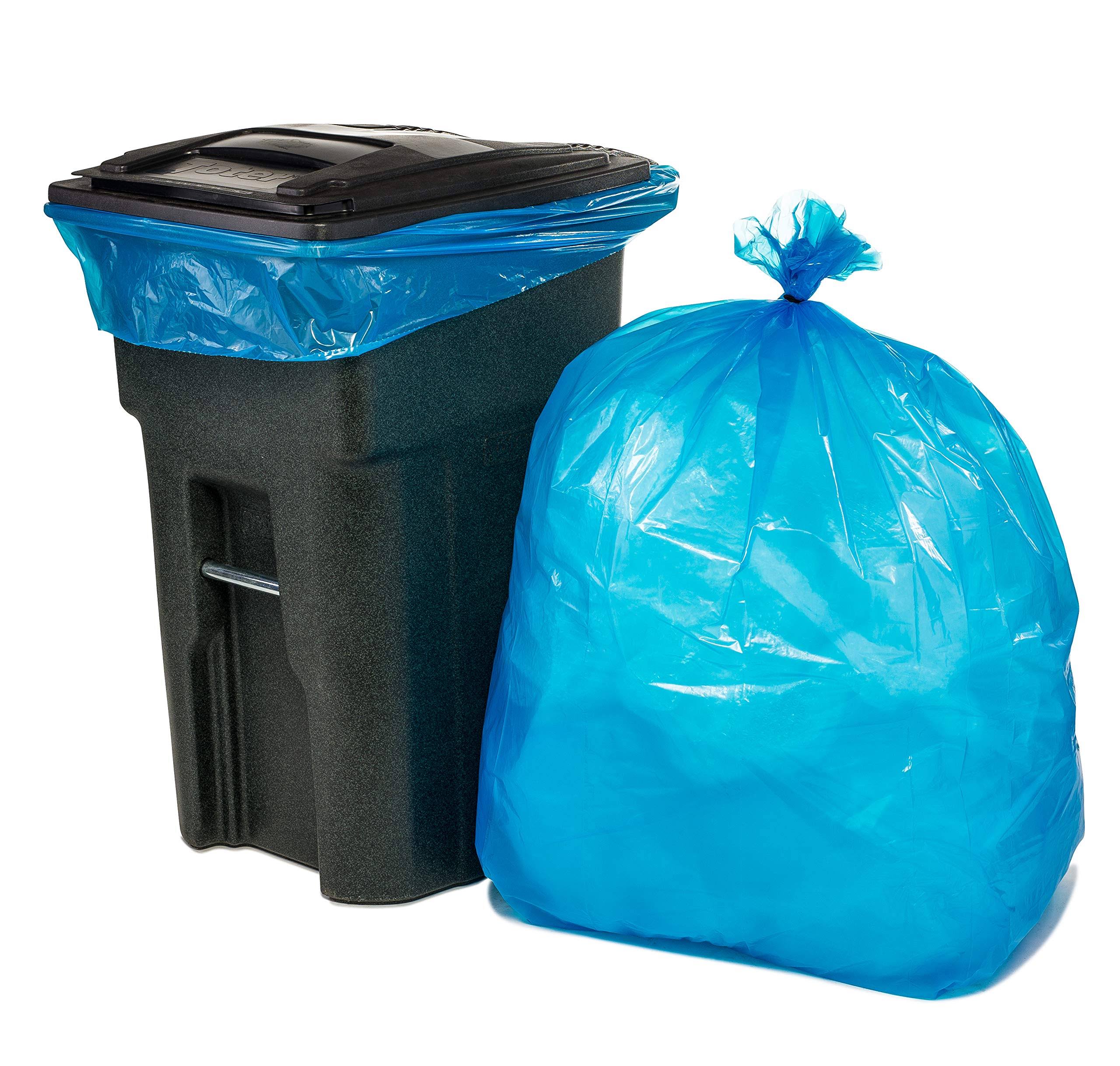 64-65 Gallon Blue Heavy Duty Recycling Trash Bags F94285