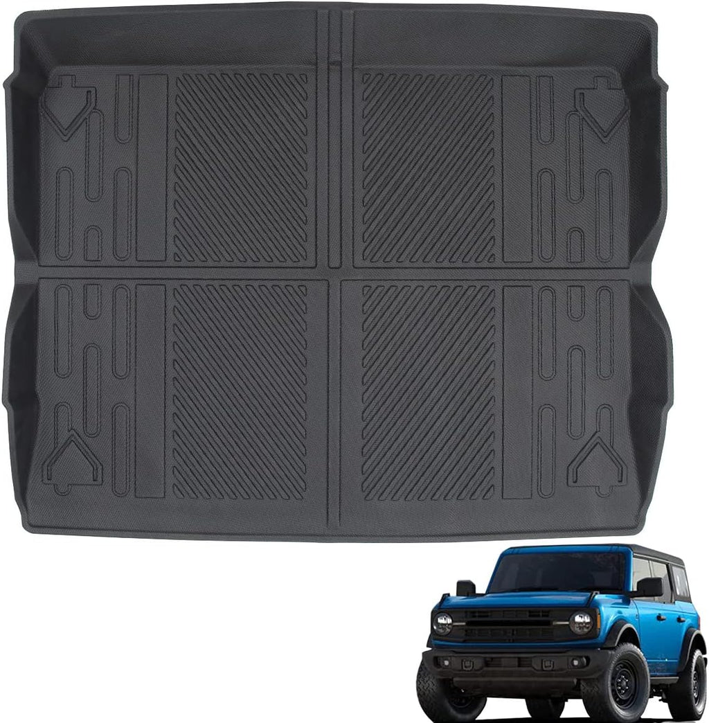 Cargo Liner Trunk Floor Mat for Ford Bronco 2021 2022 All Weather Waterproof TPE Pack of 2 T4493