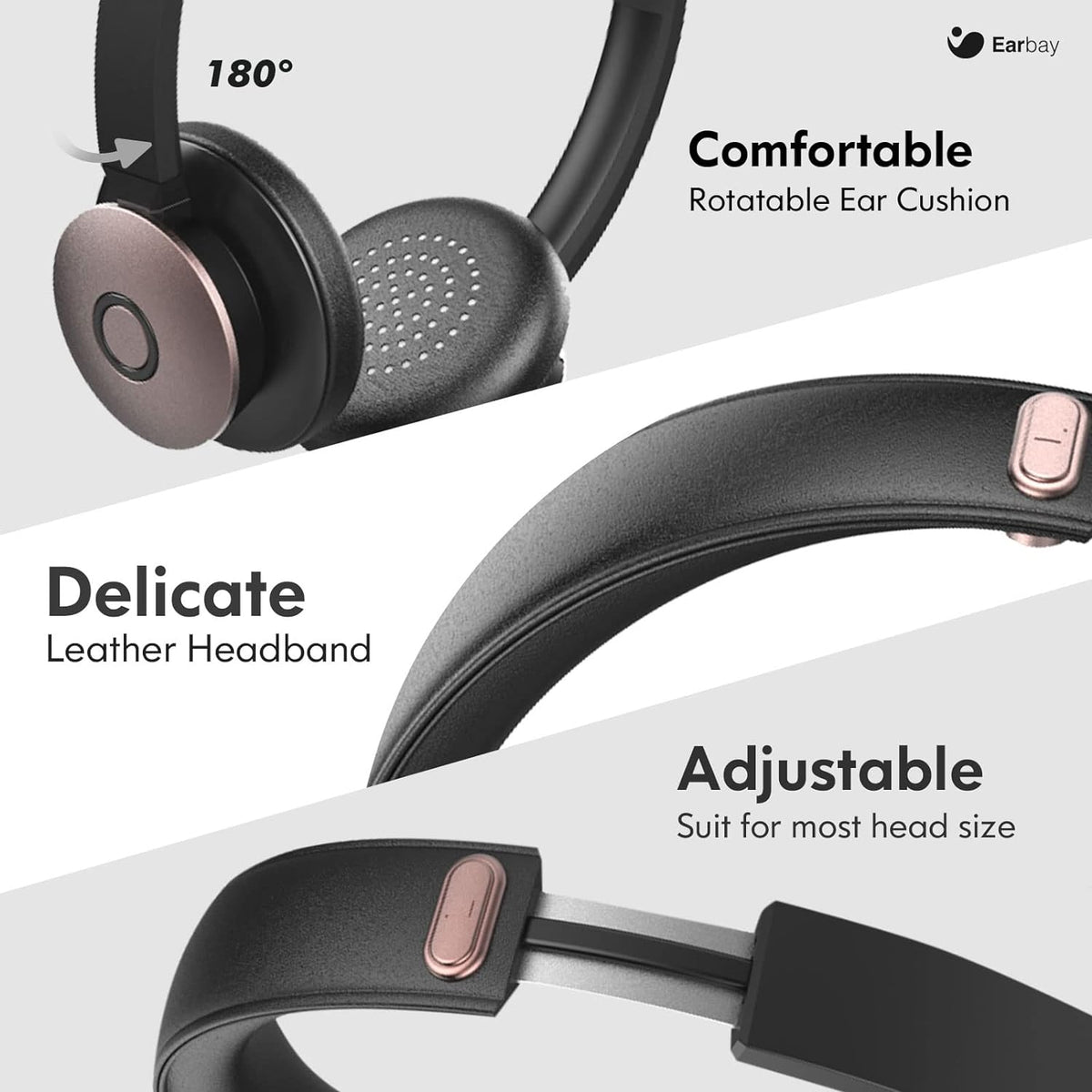 Wireless Bluetooth Headset with Microphone Noise Cancelling, On-Ear, USB Dongle, 28hrs Talk Time I314
