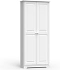 Solid Wood White Cabinet Pantry with 2 Doors and Adjustable Shelves Y3322