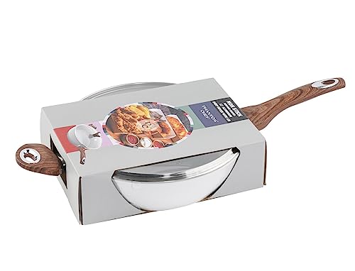 11" Deep Frypan 5 Qt Wok Non-Stick Ceramic Coating Aluminum Body Navy H46301