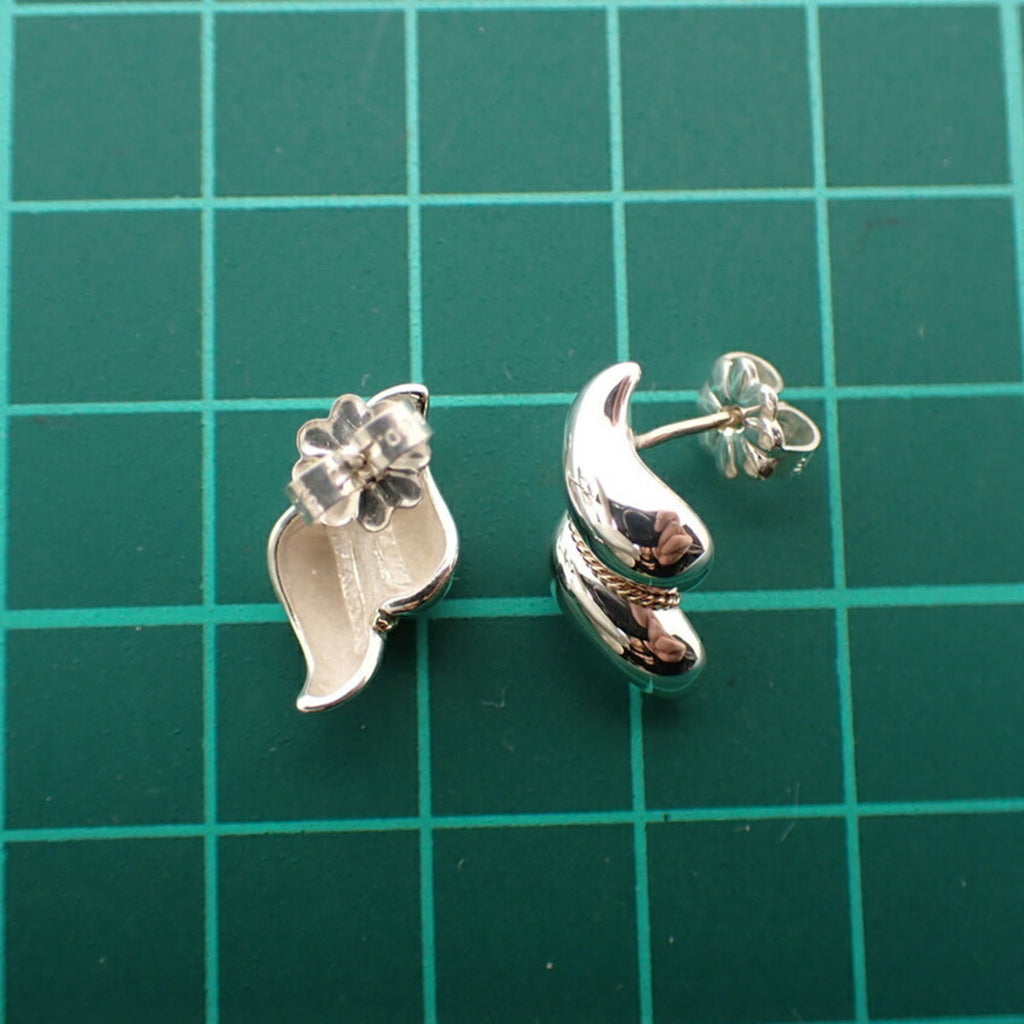 925 585 Shell Twist Combination Earrings D8114