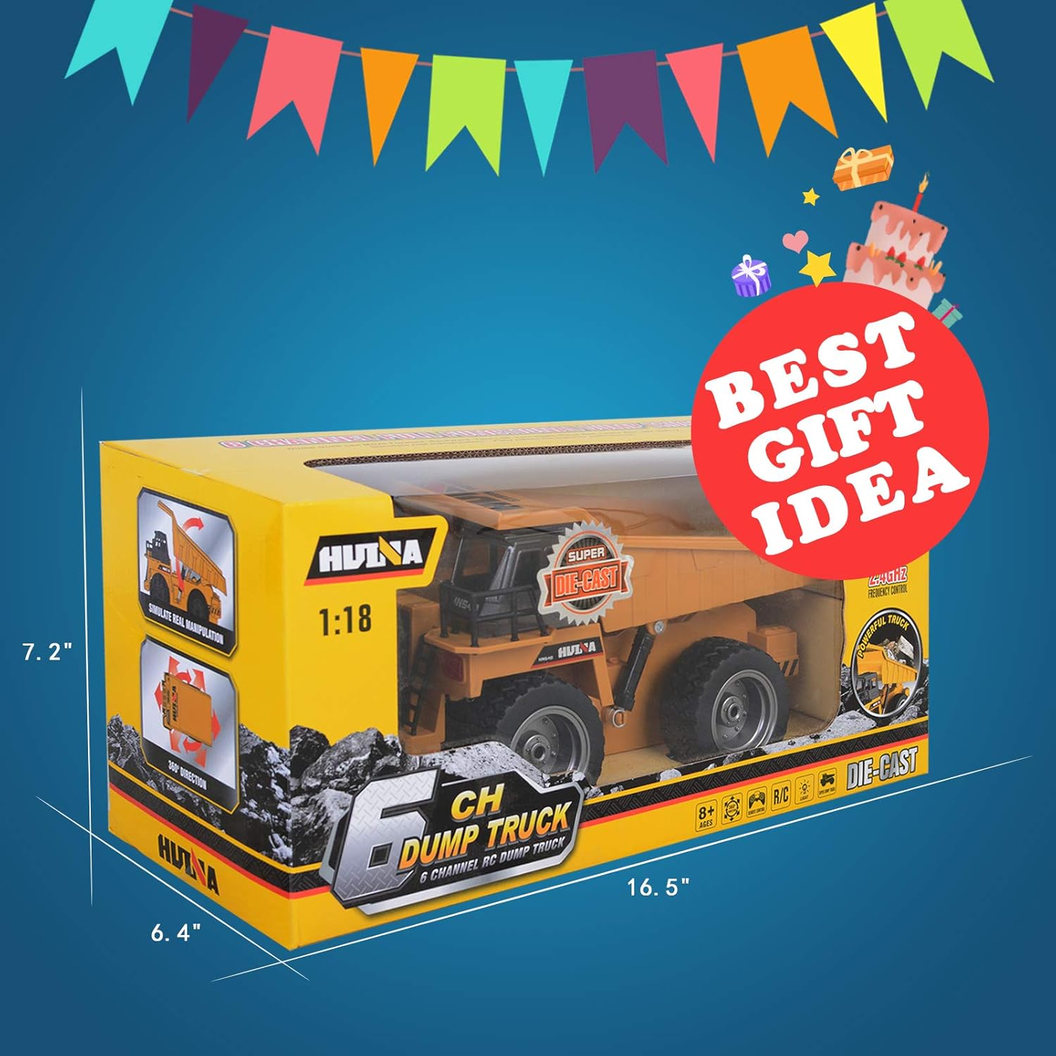 Remote Control Construction Dump Truck Toy with Rechargeable Battery T384