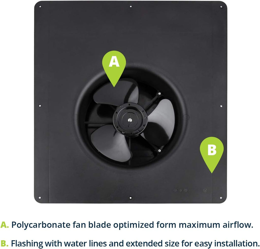 Solar Powered Polycarbonate Vent, 400 CFM M975