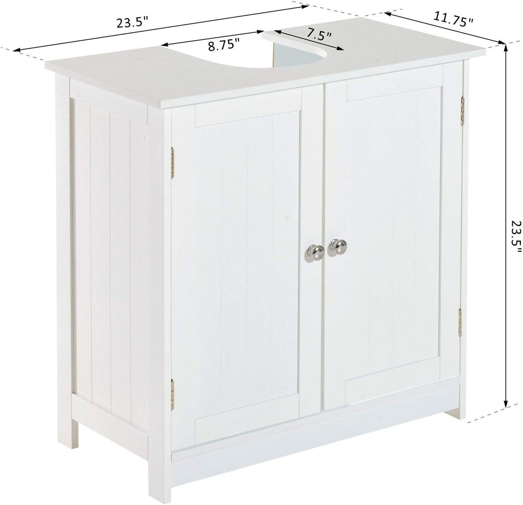 White Pedestal Sink Bathroom Vanity Cabinet M124584