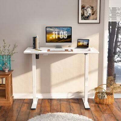 White Electric Height Adjustable Standing Desk H784
