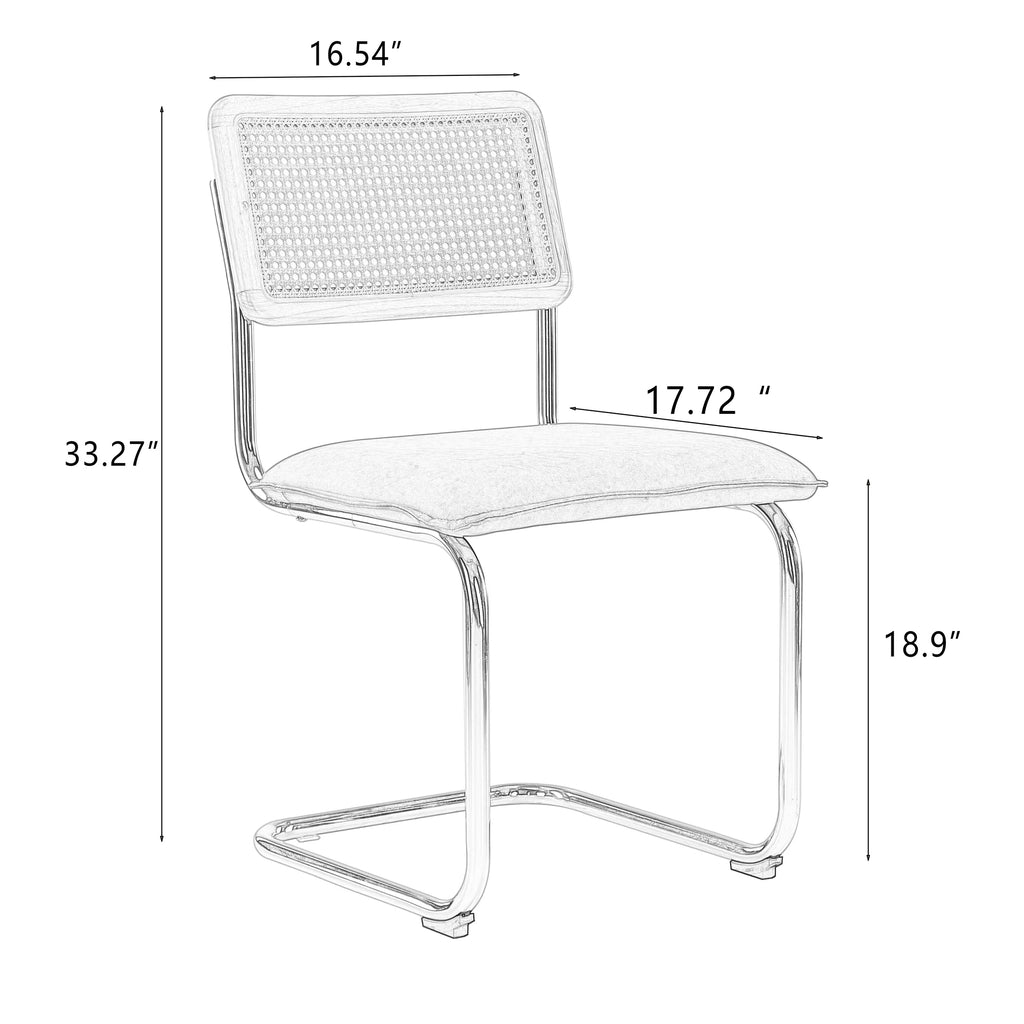 Faux Leather Rattan Dining Chairs Set of 2 with Metal Legs O570986