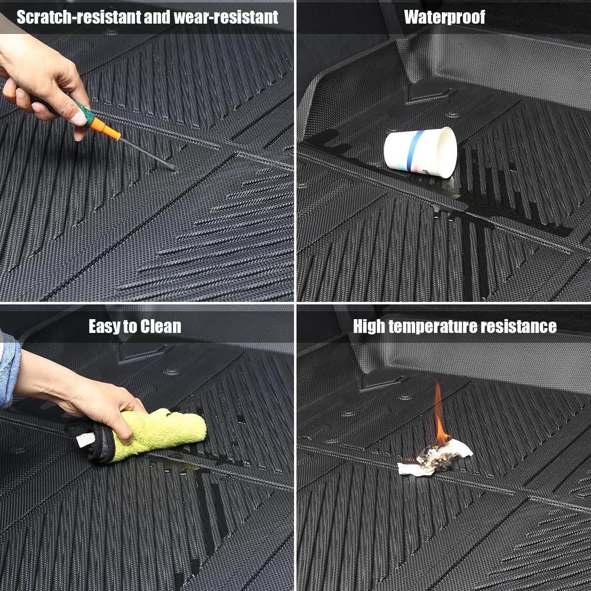 Cargo Liner Trunk Floor Mat for Ford Bronco 2021 2022 All Weather Waterproof TPE Pack of 2 T4493